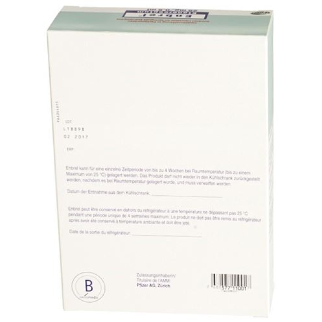 Enbrel 25 mg/0.5 ml 4 Fertigspritzen 0.5 ml Enbrel 25 mg/0.5 ml 4 Fertigspritzen 0.5 ml