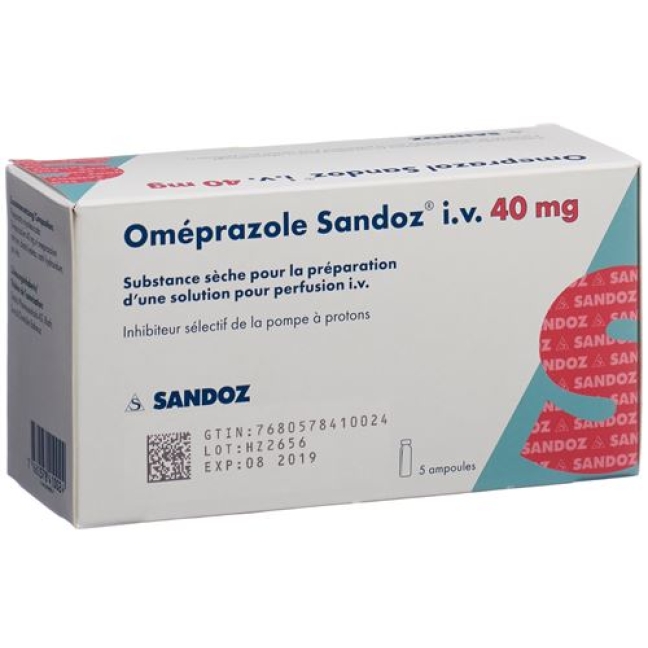 Omeprazol Sandoz 40 mg 5 Durchstechflaschen