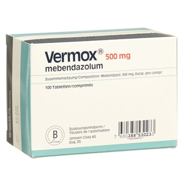 Vermox 500 mg 100 tablets