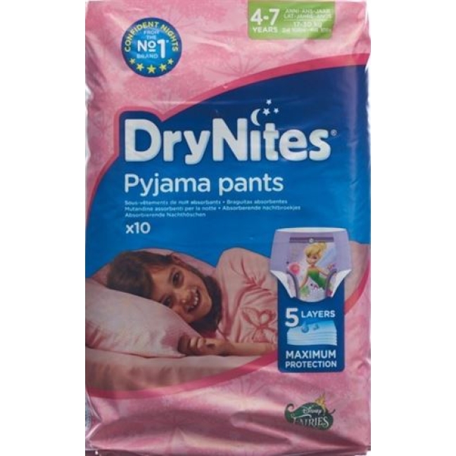 Huggies Drynites Nachtwindeln Girl 4-7 Jahre 10 штук