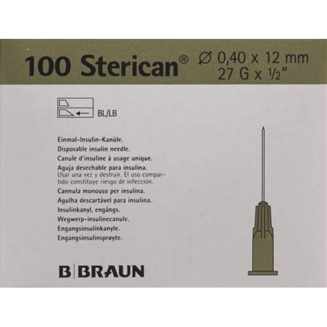 STERICAN NAD 27G 0.40X12MM GRA