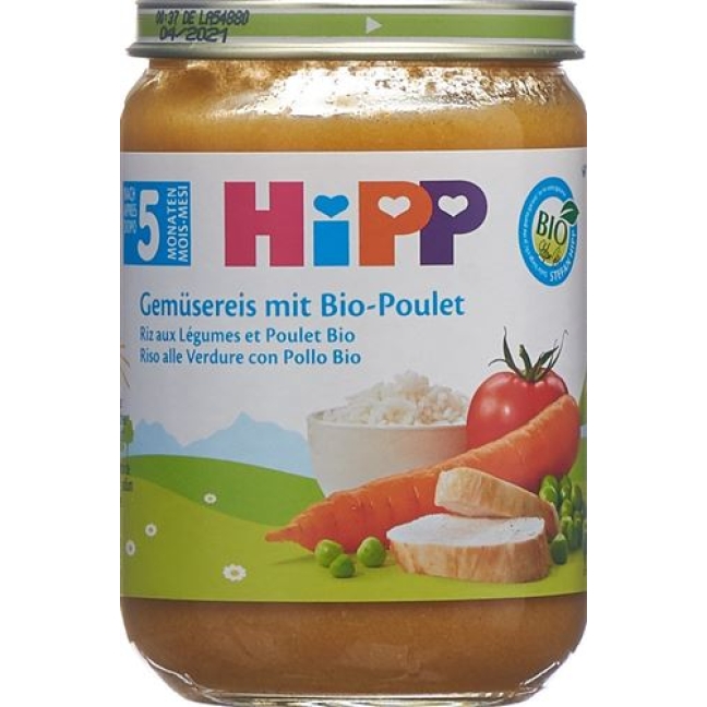 Hipp Gemusereis mit Bio-Poulet Glas 190г