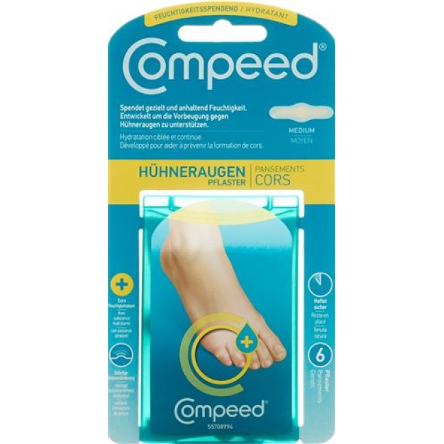 Compeed Huehneraugenpflaster M Feuchtigkeitss 6 штук