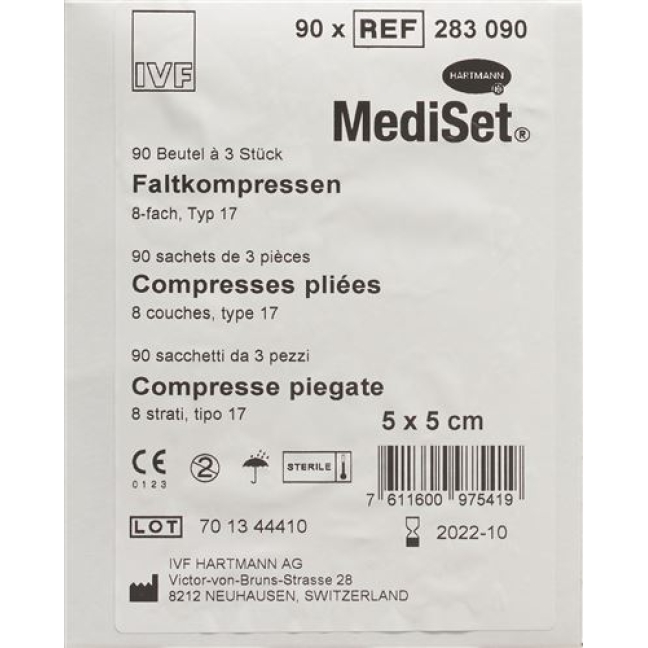 MediSet Faltkompressen Typ 17 8-fach 5x5см 90x 3 штуки