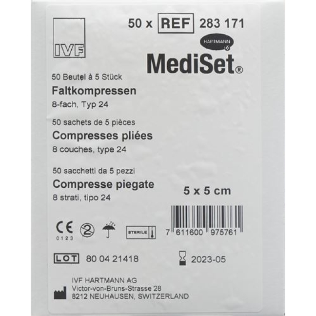 MediSet Faltkompressen Typ 24 8-fach 5x5см 50x 5 штук