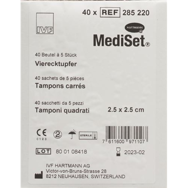 Mediset IVF Vierecktupfer 2.5x2.5см 40 пакетиков 5 штук