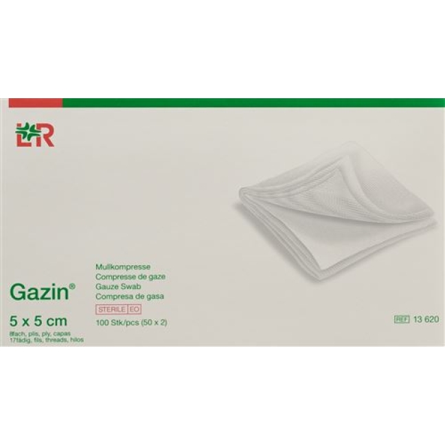 Gazin Mullkompresse 5x5см 8-fach стерильный 50x 2 штуки