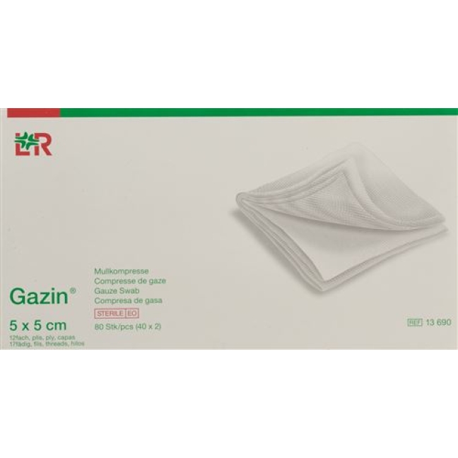 Gazin Mullkompresse 5x5см 12-fach стерильный 40x 2 штуки