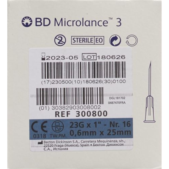 BD Microlance 3 Injektionskanule 0.6ммx25мм Blau 100 штук