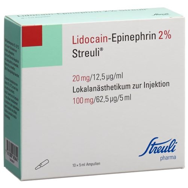 Лидокаин-Эпинефрин Штройли 2% раствор для инъекций 100 мг / 5 мл 10 ампул по 5 мл