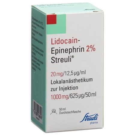 Лидокаин-Эпинефрин Штройли 2% раствор для инъекций 1000 мг / 50 мл 1 флакон 50 мл