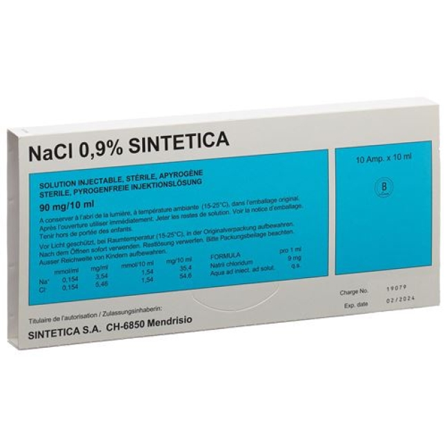 Натрия хлорид 0.9% Синтетика 90 мг/10 мл 10 ампул 10 мл