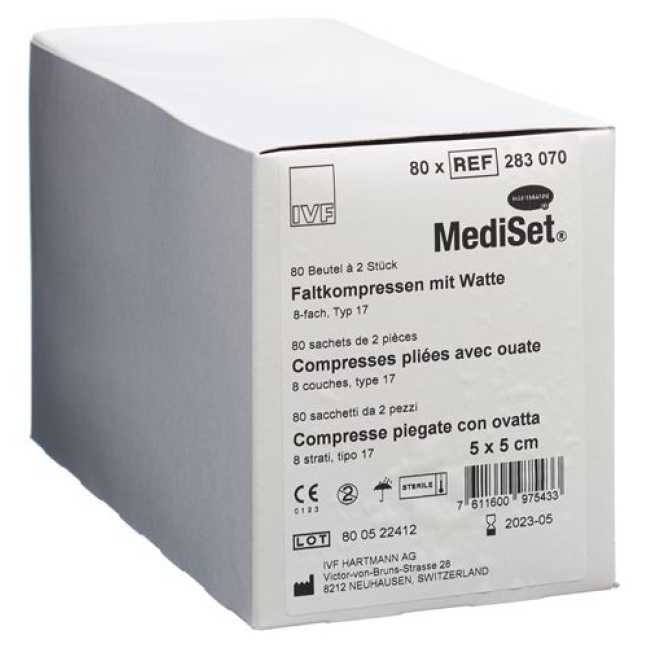 MediSet Faltkompressen mit Watte 5x5см Typ 17 8-fach 80x 2 штуки