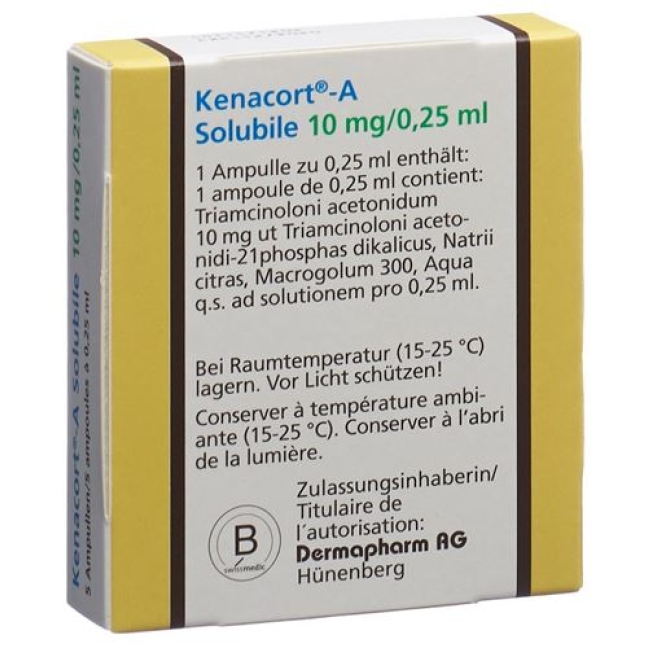 Кенакорт А Солубиле раствор для инъекций 10 мг / 0,25 мл 5 ампул