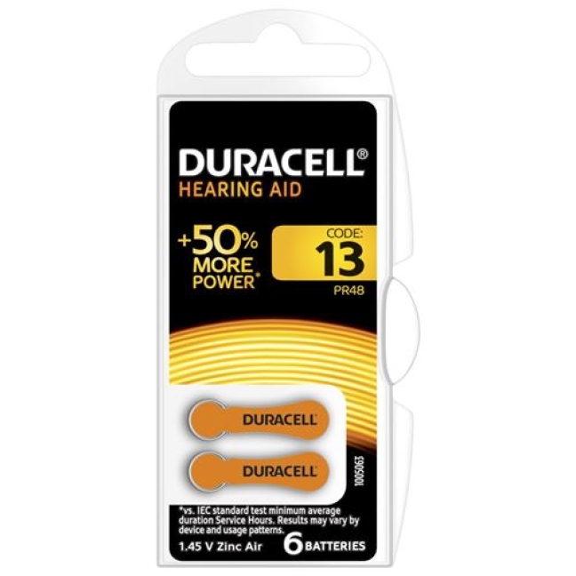 Duracell Easytab Batt 13 Zinc Air D6 1.4v 6 штук