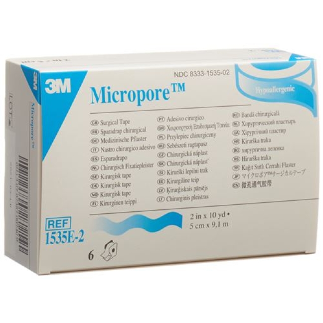 3M Micropore Vlies Heftpflaster mit диспенсер 50мм x 9.14m weiss 6 штук