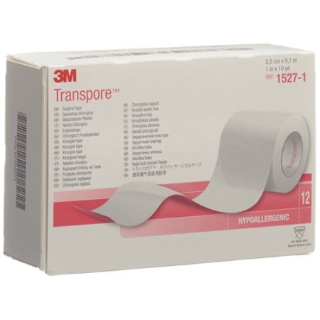 3M Transpore фиксирующий пластырь 25мм x 9.14m прозрачный 12 штук