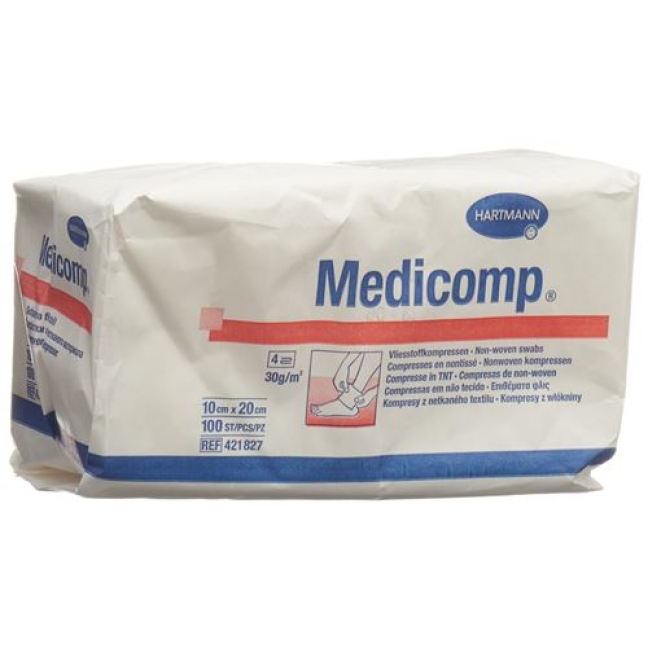 Medicomp Vlieskompressen 10x20см Nicht Steril 100 штук