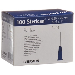 Sterican Nadel 23г 0.60x25мм Blau Luer 100 штук