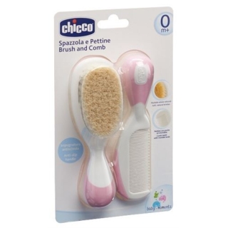 Chicco Kamm und Burste Naturborsten Pink 0m+