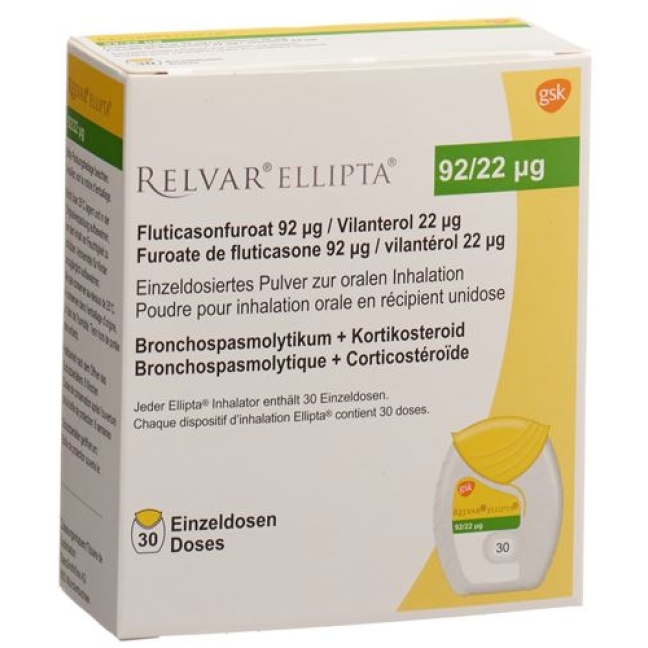 Relvar Ellipta Pulver 92 mcg/22 mcg 30 Dosen