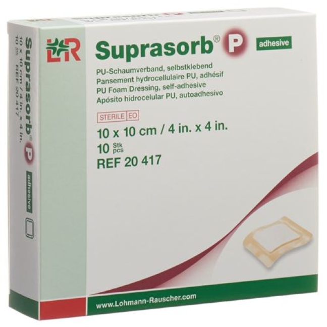 Suprasorb P Schaumverband 10x10см Adhesive 10 штук