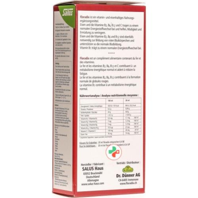 Floradix Vitamine + organisches Eisen Saft Flasche 250мл