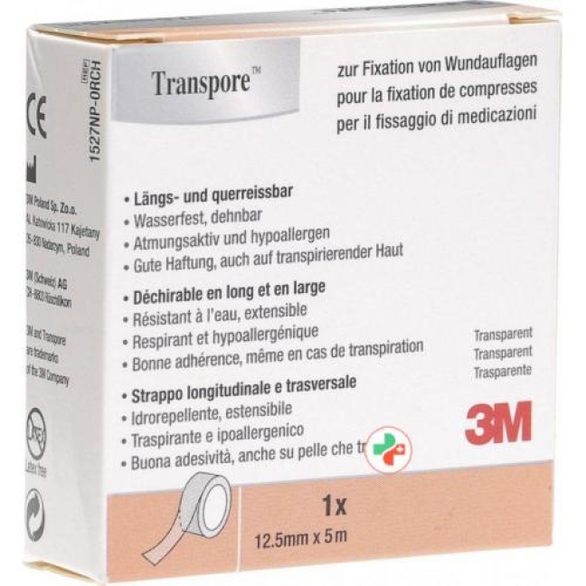 3M Transpore фиксирующий пластырь 12.5мм x 5m прозрачный Refill