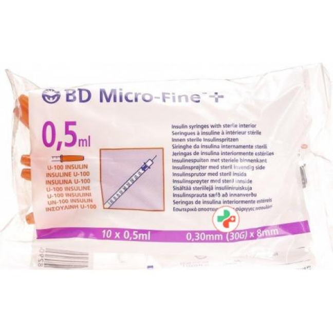 BD Microfine+ U100 Insulin Spritzen 0.30мм x 8мм 100x 0.5мл