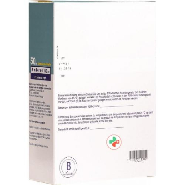 Enbrel 50 mg/ml 2 Fertigspritzen 1 ml Enbrel 50 mg/ml 2 Fertigspritzen 1 ml