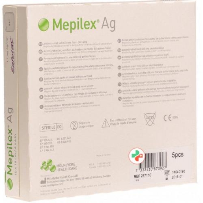 Mepilex Ag Schaumverband Safetac 10x10см Sil 5 штук