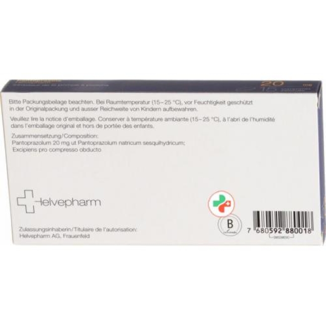 Pantoprazol Helvepharm 20 mg 15 filmtablets