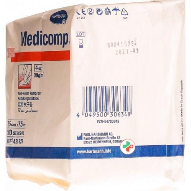 Medicomp Vlieskompressen 7.5x7.5см Nicht Steril 100 штук