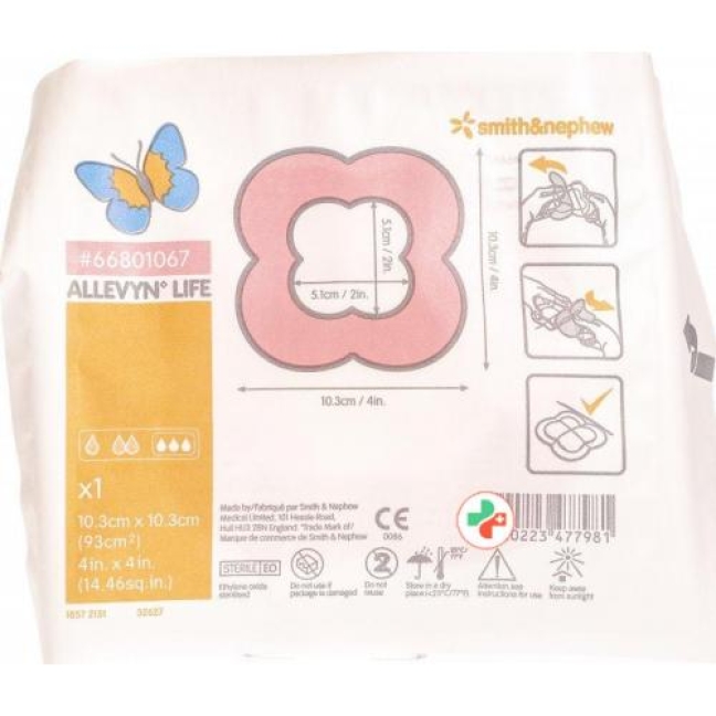 Allevyn Life Adhasiver Silikonschaumverband 10.3x10.3см 10 штук