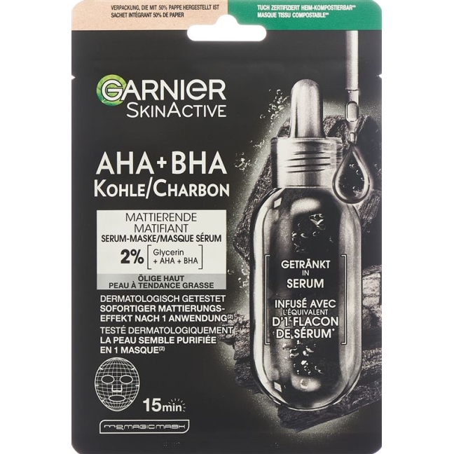 GARNIER Hydra Bomb Tuchmaske schwarze Alge