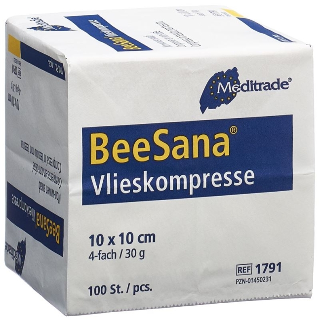 BEESANA Vlieskompr 10x10cm 30g/m2 4f