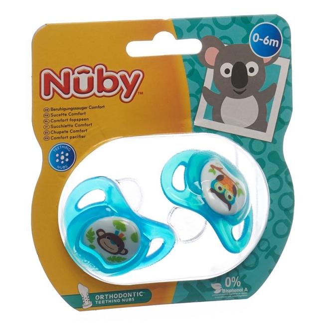 Nuby Nuggi Prisma ортодонтические 0-6 месяцев 2 шт.