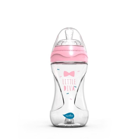 NUVITA Glasflasche 240ml Anti-Kolik pink 3M+