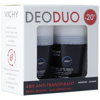 Роликовый антиперспирант Vichy DeoDuo Homme 48H Extra Sensitive, 2x50 м